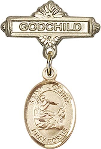 Rosgo do bebê de obsessão por jóias com o charme de St. Joshua e o pino de emblemas de Deus | Distintivo para bebês