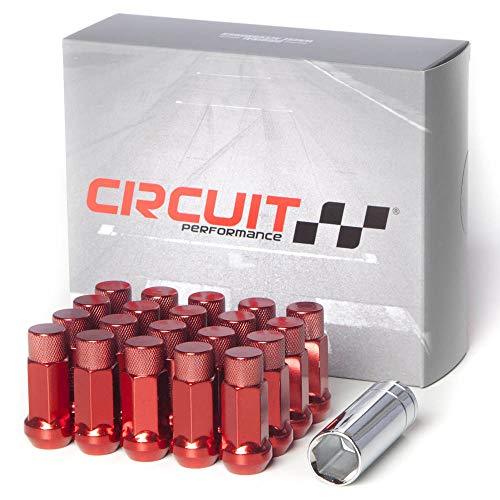 Desempenho do circuito Aço forjado aço estendido porca de lugo para rodas de pós -venda: 1/2 -20 vermelho - 20 peças