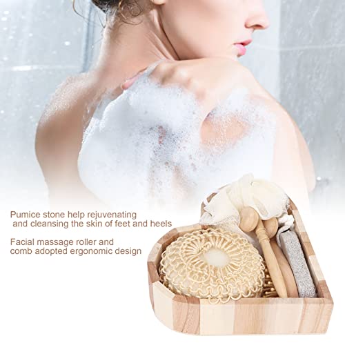 Kit de esfoliação do chuveiro, esfoliante luvas de lavador de banheira Kit de escova corporal, pedacinho de pedra, massageador facial