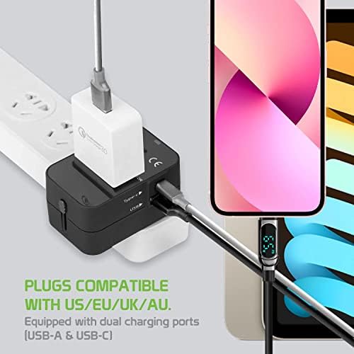 Viagem USB Plus International Power Adapter Compatível com Micromax Canvas Juice 4G para energia mundial para 3 dispositivos
