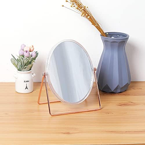 Espelho de vaidade de vidro com suporte - 1x/2x ampliação de mesa de mesa dupla lateral espelho de maquiagem