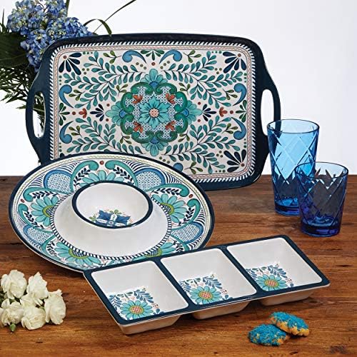 Cerified International Talavera Platter de melamina de 2 peças, conjunto, multicolorido