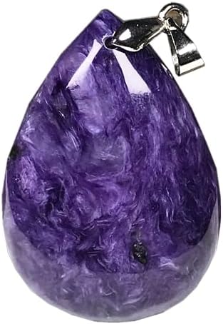 Jóias de pedra de charoite de charoite roxo natural para homens curando sorte presente 34x23x8mm miçangas de água prateada