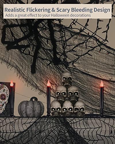 Velas pretas de Shymery, velas de Halloween, 8 pacote de vampiro lágrimas de velas de redução de tempo sem chamas com