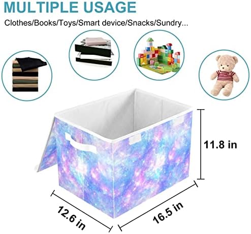 Cataku Magical Galaxy Star Storage Bins com tampas e alças, tecido de cesta de cubos de contêiner de armazenamento grande com caixas