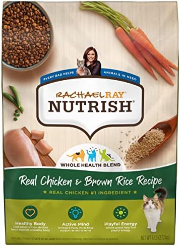 Rachael Ray Nutrium Premium Natural Cat Dry Food, Frango de verdade e receita de arroz integral, 6 libras