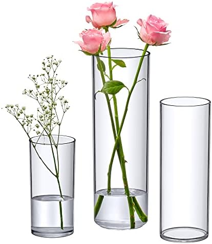 Amazing Abby - Vase Viola Magra - Vasos de cilindro de acrílico, vasos de flores cilíndricas de plástico para peças