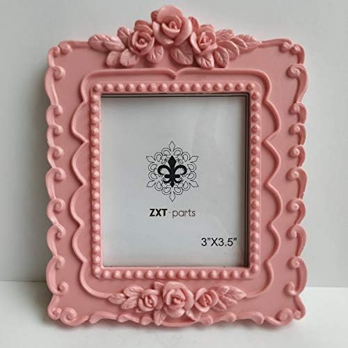 ZXT-PARTS 3X3.5 Quadro de imagem Pink Frame. Resina Made Made Made Photo Frame. Painel de vidro. Capa de camurça preta. Estilo europeu