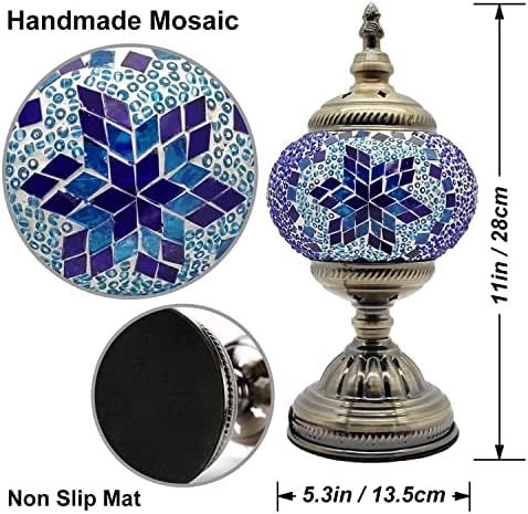Anton Turkish Marroqucan Mosaic Lamp Bedside Table Lamp Luzes noturnas com base de bronze