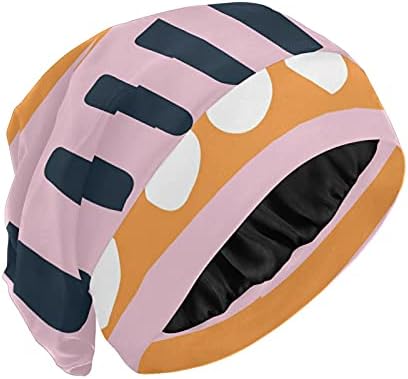 Skull Cap boné Sleep Work Hat para gorro para mulheres Bohemian rosa xadrez laranja listrado Capéu de cabeceiro de