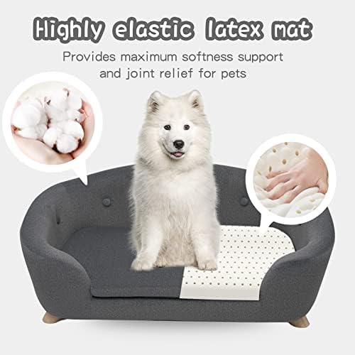 SHAVI GRANDE COMO DOM, sofá de estimação de 35 de largura para cães grandes e médios com capa de colchão removível, cama de veludo