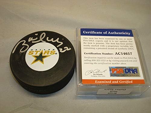 Brett Hull assinou o Dallas Stars Hockey Puck autografado PSA/DNA COA 1E - Pucks de NHL autografados
