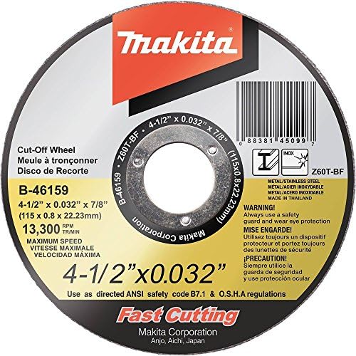 Makita B-46159-25 4-1/2 x 0,032 x 7/8 roda de corte ultra fina, inoxidável