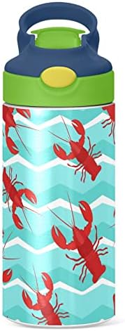 Garrafa de água para lagosta de lagosta de onda de verão zauya com tampa de palha de parede dupla isolada em aço inoxidável