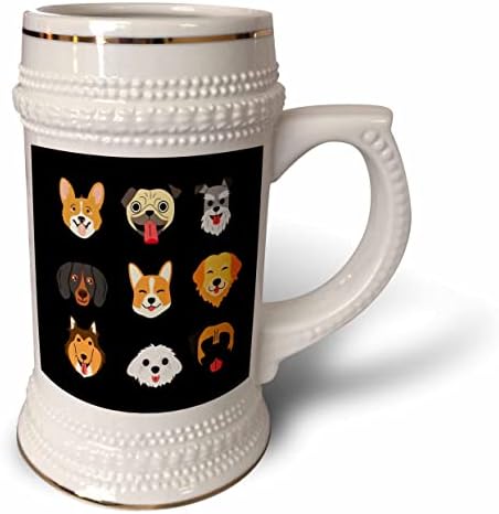 Colagem de cães de raça estampada aleatória 3drose - 22oz de caneca