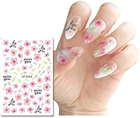 12 lençóis adesivos de unha Flor Rose verde Planta Decalques de unhas adesivo adesivo de unhas Flores secas folhas secas folhas verdes