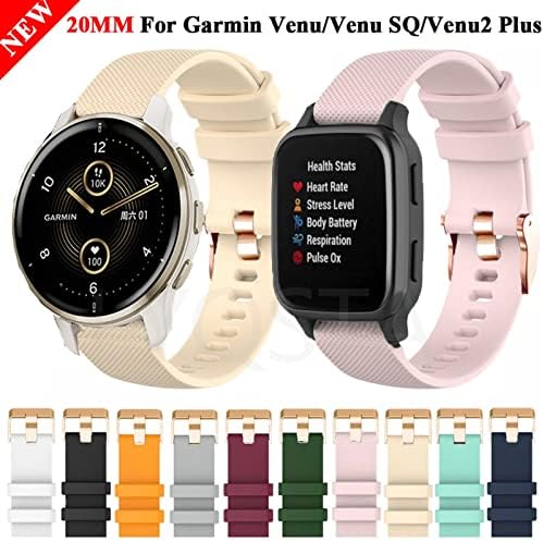 Fndwj 20mm Smart Watchband Strap for Garmin Venu Sq Silicone Bracelet para Venu2 Plus Vivoactive 3 Forerunner 245 645