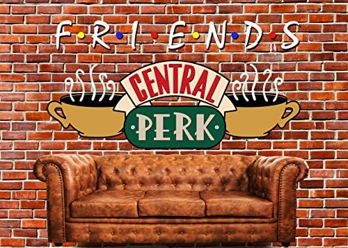 SJOLOON Friends Central Perk Tema Caso -cenário Red Brick Wall Retro Pub Sofa e café para os anos 80 dos anos 90 FESTO DE BINDERNY