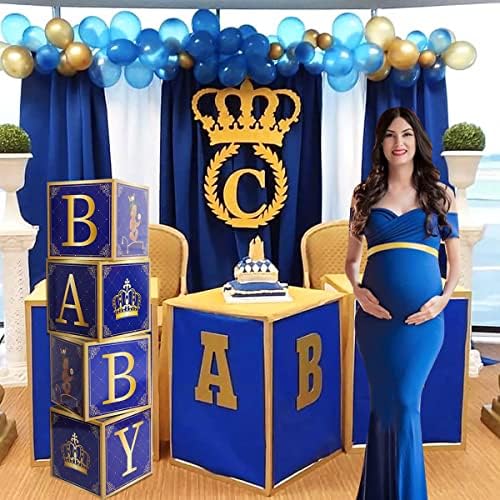 4pcs Royal Prince Balloon Boxes, Royal Prince Baby Shower Decorações para menino, Little Príncipe Decoração do chá de bebê para meninos