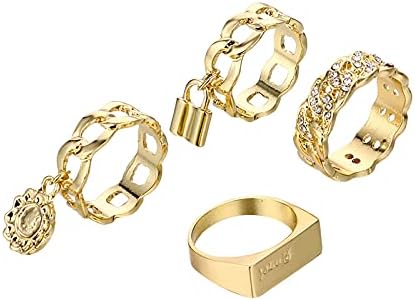 Anéis frios para adolescentes meninos ansiedade anéis giratórios de diamante anel de diamante em forma de trava criativa