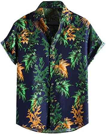 Camisa havaiana de Xiqiam masculino Butão casual de manga curta