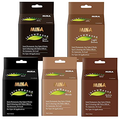 Mina Ibrow Henna Hair Color | Longa coloração natural do ponto natural e tingimento de cabelo em pó, água e mancha à prova