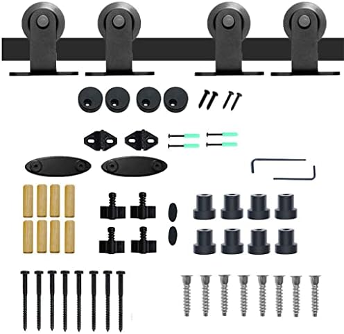 WSSBK Original Sliding Barn Door Hardware Kit em forma de T 4-9,6 pés para porta dupla melhor do que trilhos e rolos