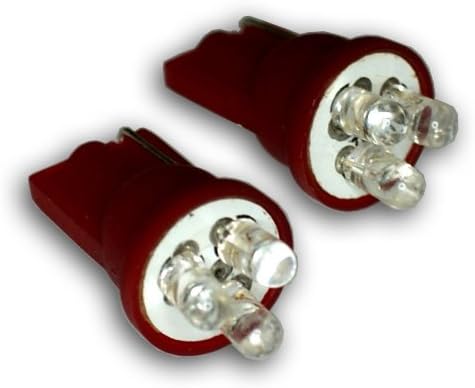 Tuningpros leddl-t10-r3 lâmpadas de lâmpadas de luz LED T10 cunha, 3 LED Red 2-PC Conjunto