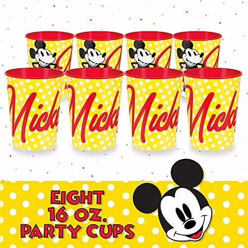 Cups de plástico Mickey Mouse de 8 contagem de 8 couros | Segura 16 onças | Festas de Halloween, escola, aniversário da Disney,
