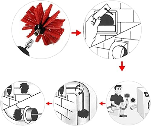 Conjunto de limpeza de ventilação do dutos do kit de varredura de chaminé, kit de pincel de limpeza de chaminés, varredura de haste