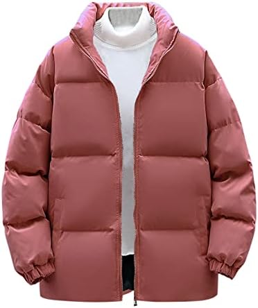 Jaqueta de puffer de inverno uofoco para homens casuais colorida sólida de manga comprida Zip up Mens de tamanho grande