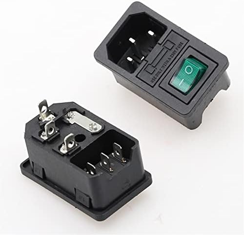 1PCS Rocker Switch Fused IEC 320 C14 Power Socket com o conector do conector do interruptor de fusível da lâmpada com fusível