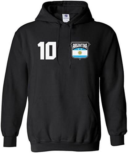 Threadrock Men's Argentina Shield & Number Hoodie Sweatshirt
