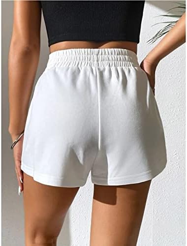 Shorts de cintura elástica feminina, calça de moletom de algodão confortável, shorts de treino sólidos correndo na pista de fundo