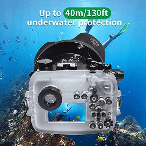 Habitação subaquática do SeaFrogs para a Sony A6600 10-18mm com a capa de câmera à prova d'água da porto de lente de peixes