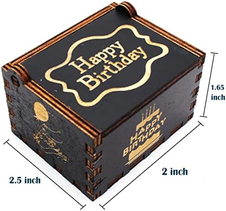Desfuco 4º Feliz Aniversário Caixa de Música - Presente para Quarto Bithday PRESCHOOOL Criança ou menina - Manivela de madeira Caixa