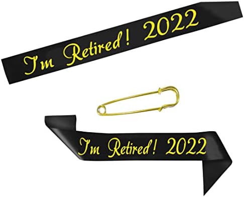 FATA DE APOSENTEMENTO - Estou aposentado 2022 - aposentadoria preta e dourada para mulheres e homens e grande pino de segurança