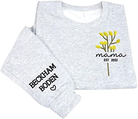 Nazenti personalizou mole mole para mulheres, mamãe sweatshirt com o nome das crianças Mama Gifts, Novos Presentes da Mama