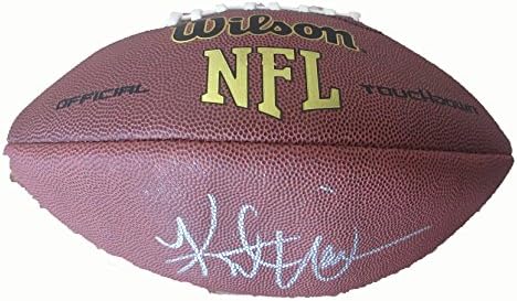 Kurt Warner autografou o futebol de Wilson NFL com prova, foto de Kurt assinando para nós, St. Louis Rams, Arizona Cardinals, campeão