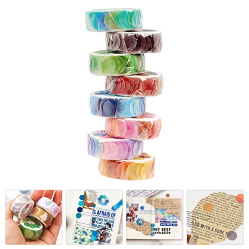Adesivos de círculo stobok adesivos de fita washi 8 rolos de adesivos decorativos adesivos delicados adesivos de scrapbook de