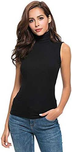 Tamas de pescoço alto de Lcepcy Slim Camisetas de pescoço para mulheres Camisetas de cor sólida casual tamis de mangas