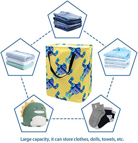 Cartoon Robô Padrão de estampa de impressão Lavanderia cesto, cestas de lavanderia à prova d'água 60l Lavagem de roupas de roupas