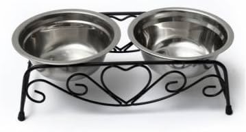 Tigela de prato de alimentador de água de cachorro de cachorro de aço duplo em aço inoxidável