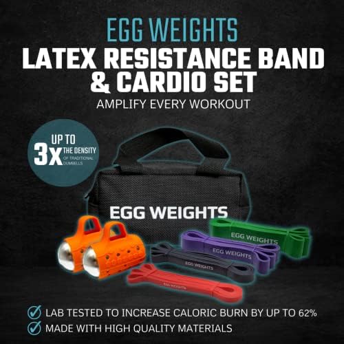Pesos de ovo Cardio Max 3,0 lb Hand Dumbbell Conjunto de 2 + pacote de bandas de resistência de látex para fitness, treino,