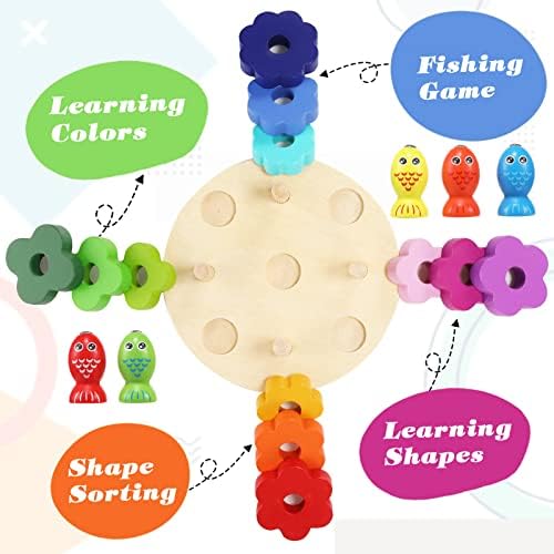 LKTAGRS GOGO DE PESCA MAGNÉTICO DE PAGUE DE MADEIRA - TODDLER FINE MOTOR SKILL, Montessori Toy Learning Shap