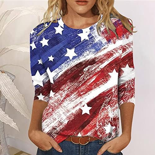 Summer outono 3/4 de manga camisa para meninas adolescentes Crewneck Boat Gols Brunch Graphic Capri Top 1V 1V