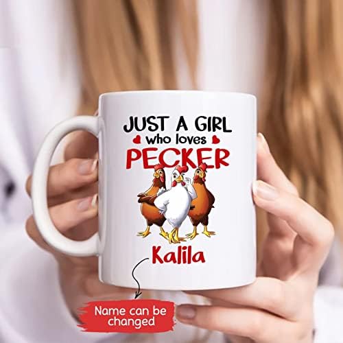 Canecas de frango personalizadas, apenas uma garota que adora caneca de café de frango, caneca de cerâmica de frango personalizada