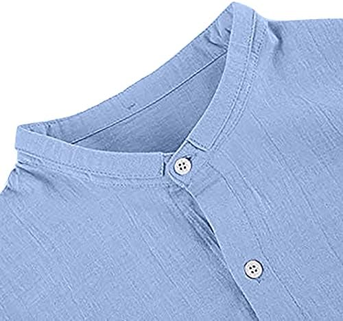 Camisas de linho amzoc para homens, casual masculino masculino masculino de manga longa