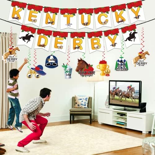 Kentucky Derby Party Supplies, Decorações de festas de Kentucky Derby, Racing Racing Derby Raça Remitantes pendurados,