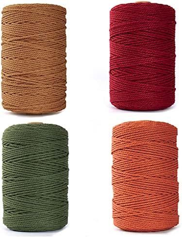 Macrame Cord 3mm - Corda flexível e macia perfeita para nós - suprimentos de macram para cabides de parede DIY, suportes de plantas